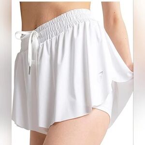 white flowy athletic shorts